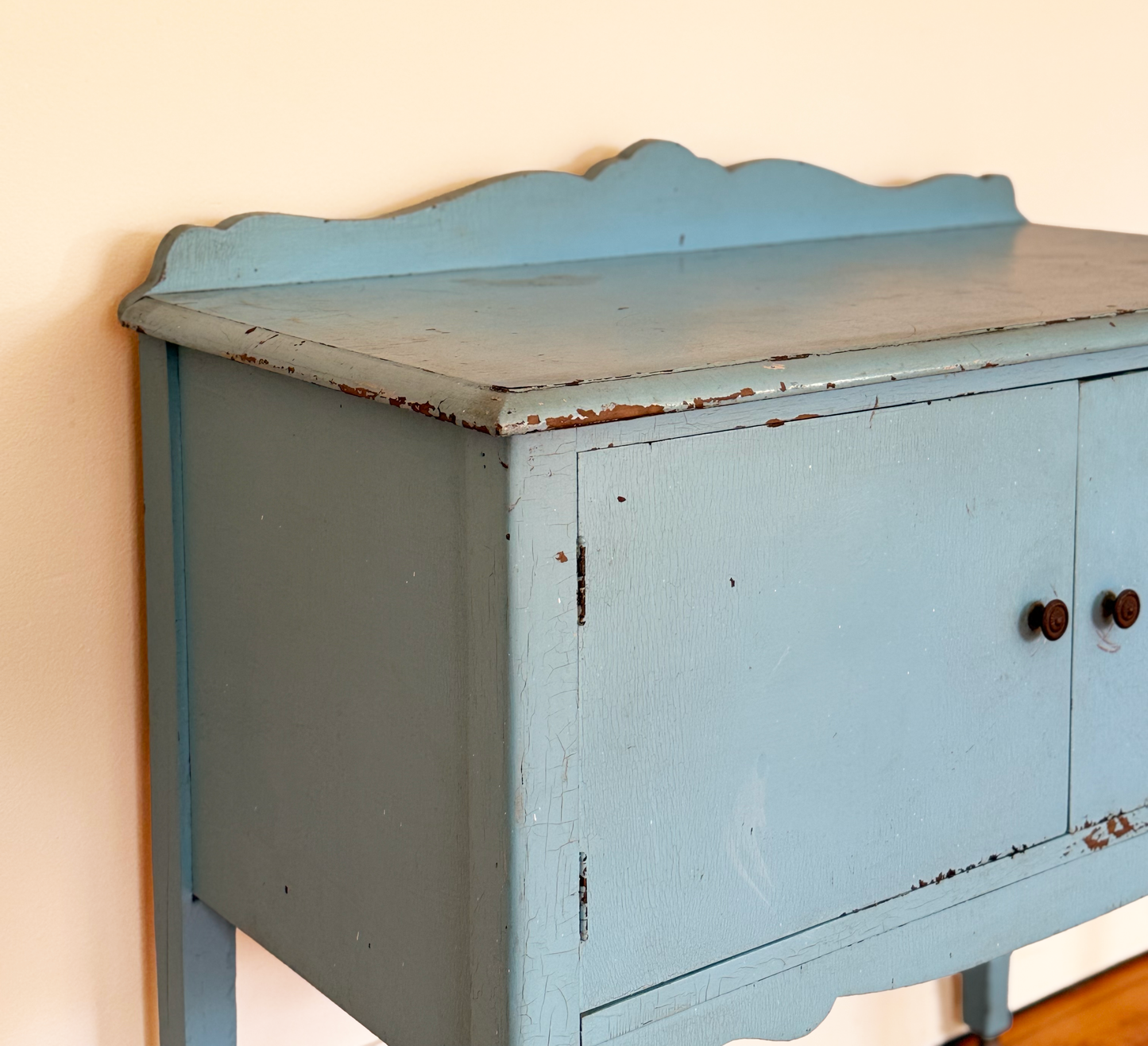 Vintage Dry Sink Commode Cabinet in Distressed Blue - Circa 1920-1940