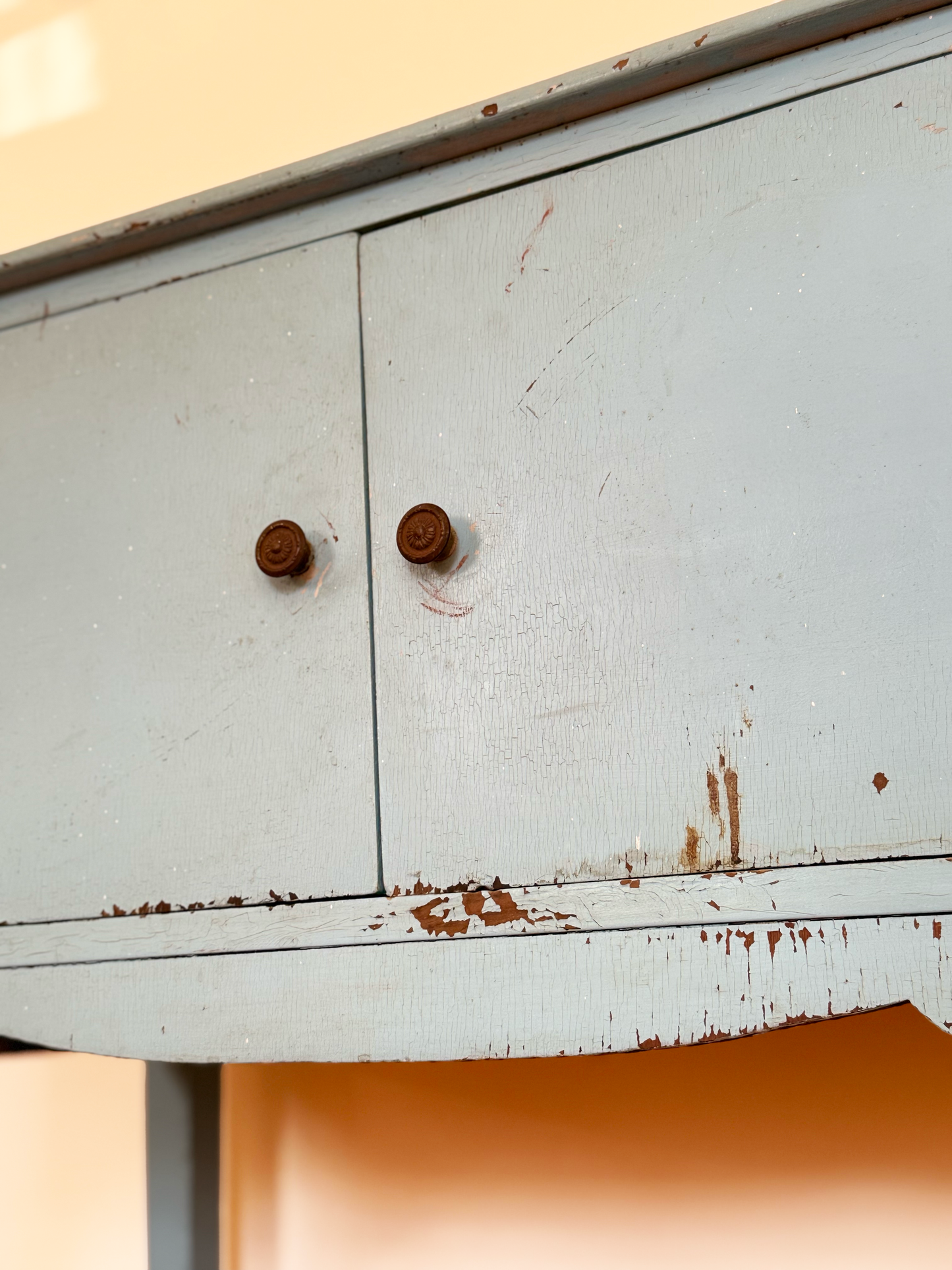 Vintage Dry Sink Commode Cabinet in Distressed Blue - Circa 1920-1940