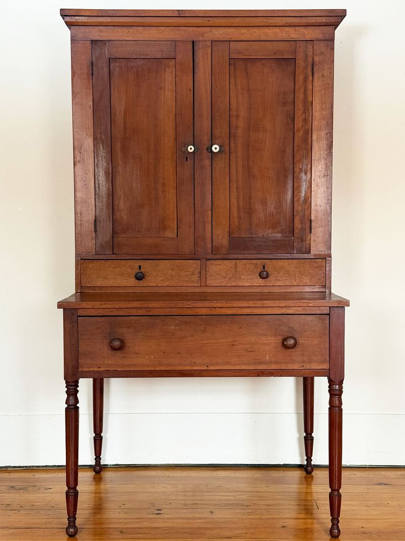 Antique Cherry Wood Secretary Desk with Hutch - Circa 1840-1860