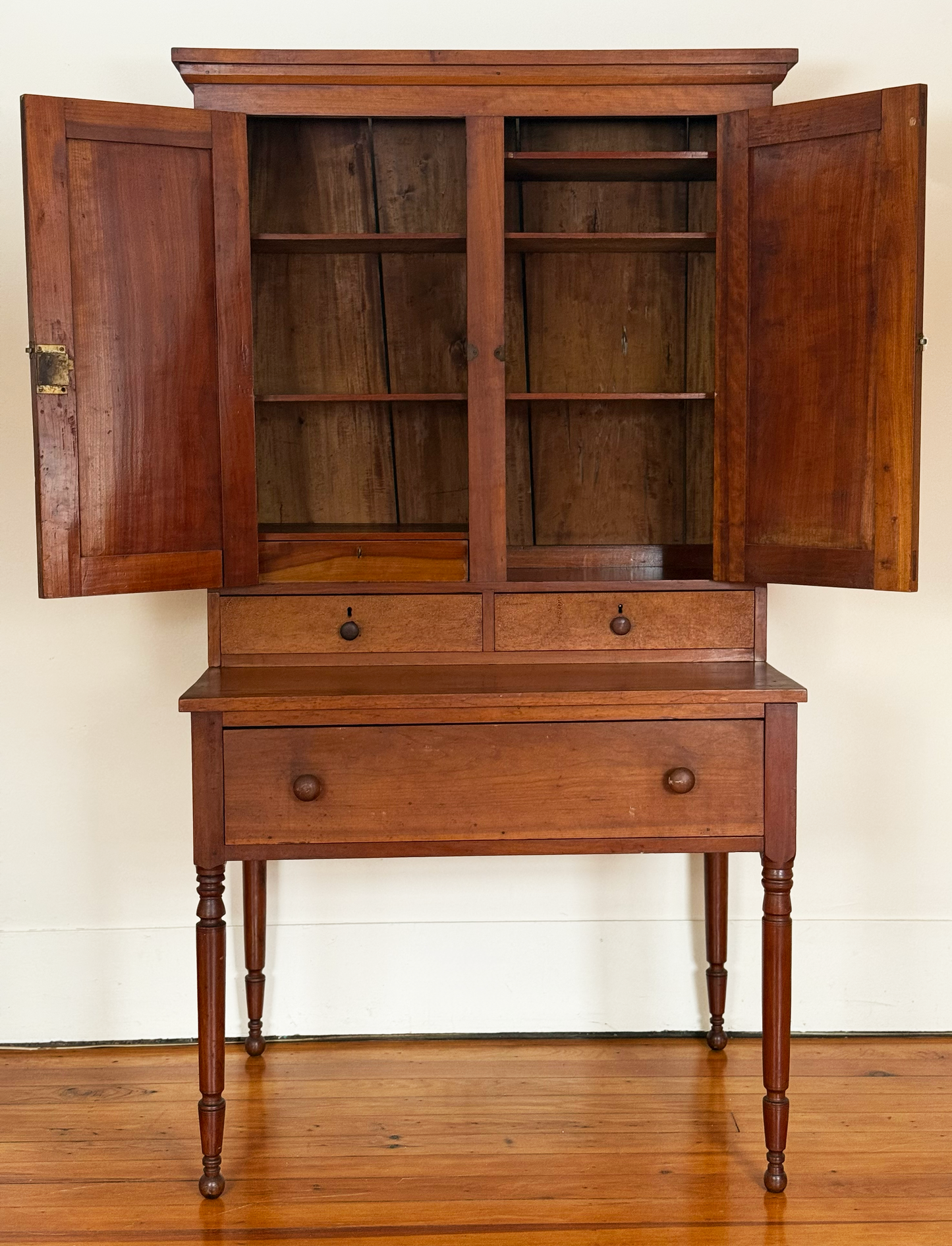 Antique Cherry Wood Secretary Desk with Hutch - Circa 1840-1860